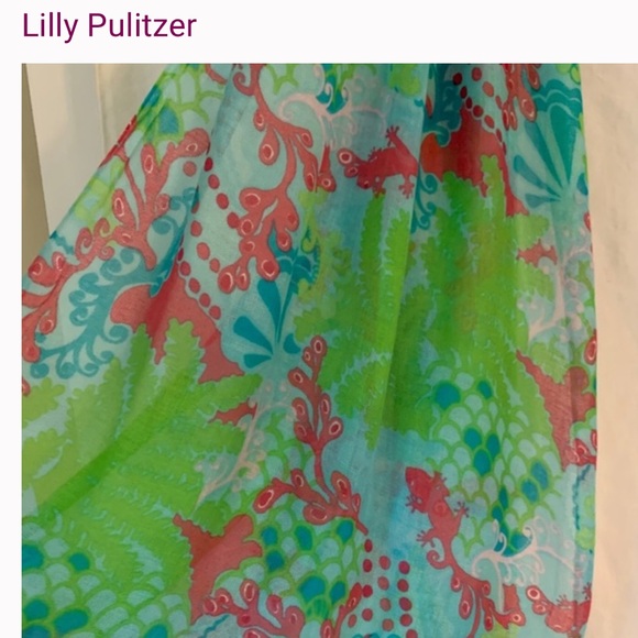 Lily Pulitzer Checking Gecko Print Scarf. - Picture 2 of 4
